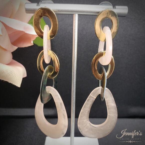 3/$25 a new day Genuine Shell Gold Oval Dangle Earrings - Picture 2 of 10